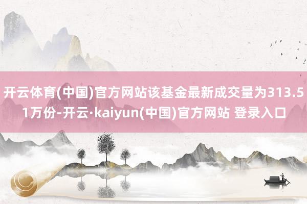 开云体育(中国)官方网站该基金最新成交量为313.51万份-开云·kaiyun(中国)官方网站 登录入口