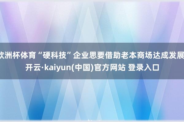 欧洲杯体育“硬科技”企业思要借助老本商场达成发展-开云·kaiyun(中国)官方网站 登录入口