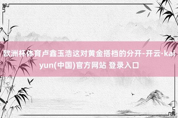 欧洲杯体育卢鑫玉浩这对黄金搭档的分开-开云·kaiyun(中国)官方网站 登录入口
