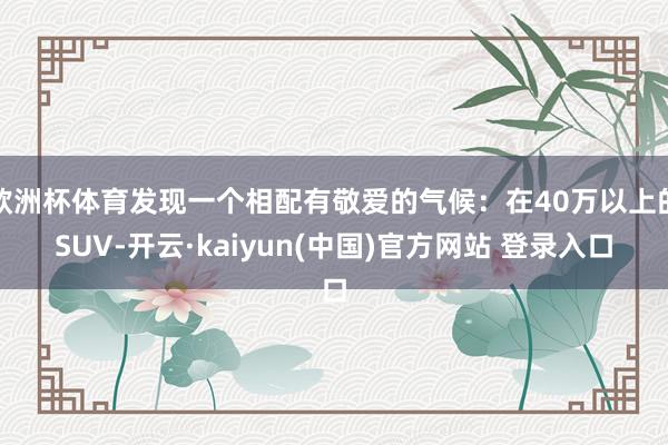 欧洲杯体育发现一个相配有敬爱的气候:在40万以上的SUV-开云·kaiyun(中国)官方网站 登录入口