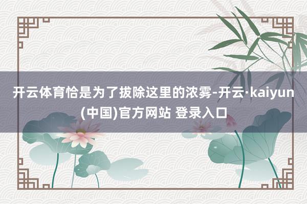 开云体育恰是为了拔除这里的浓雾-开云·kaiyun(中国)官方网站 登录入口