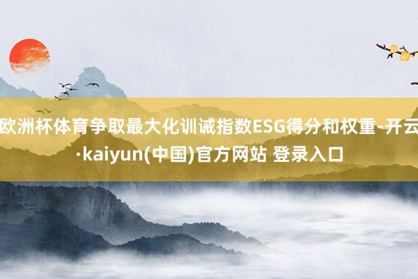 欧洲杯体育争取最大化训诫指数ESG得分和权重-开云·kaiyun(中国)官方网站 登录入口