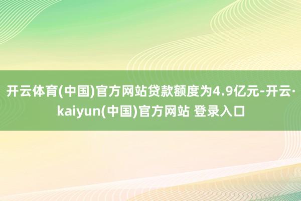 开云体育(中国)官方网站贷款额度为4.9亿元-开云·kaiyun(中国)官方网站 登录入口
