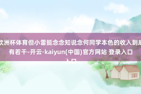 欧洲杯体育但小雷挺念念知说念何同学本色的收入到底有若干-开云·kaiyun(中国)官方网站 登录入口