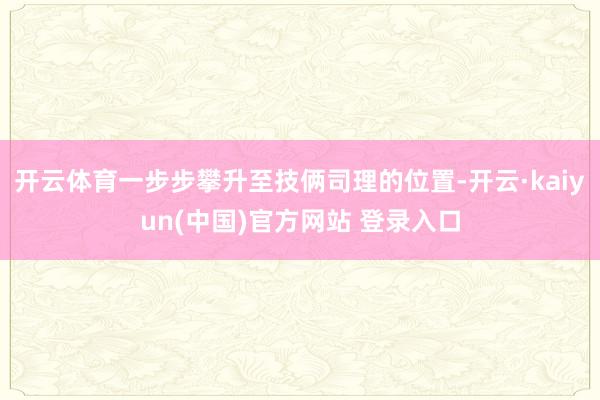 开云体育一步步攀升至技俩司理的位置-开云·kaiyun(中国)官方网站 登录入口