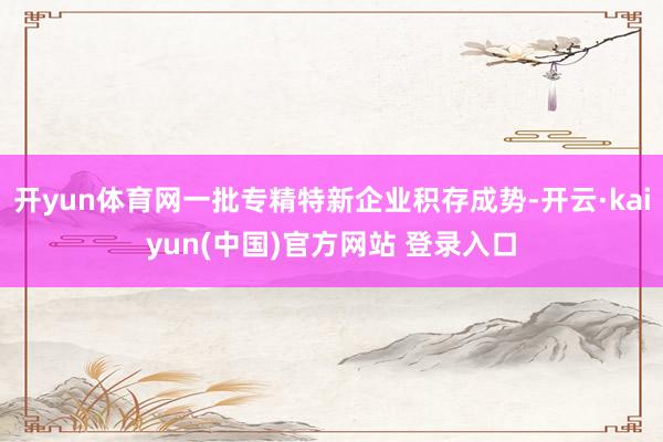 开yun体育网一批专精特新企业积存成势-开云·kaiyun(中国)官方网站 登录入口