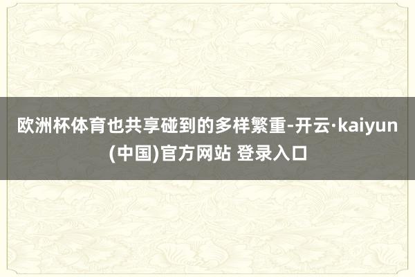 欧洲杯体育也共享碰到的多样繁重-开云·kaiyun(中国)官方网站 登录入口